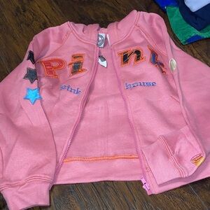 Vintage Pink Embroidered Zip-Up Jacket